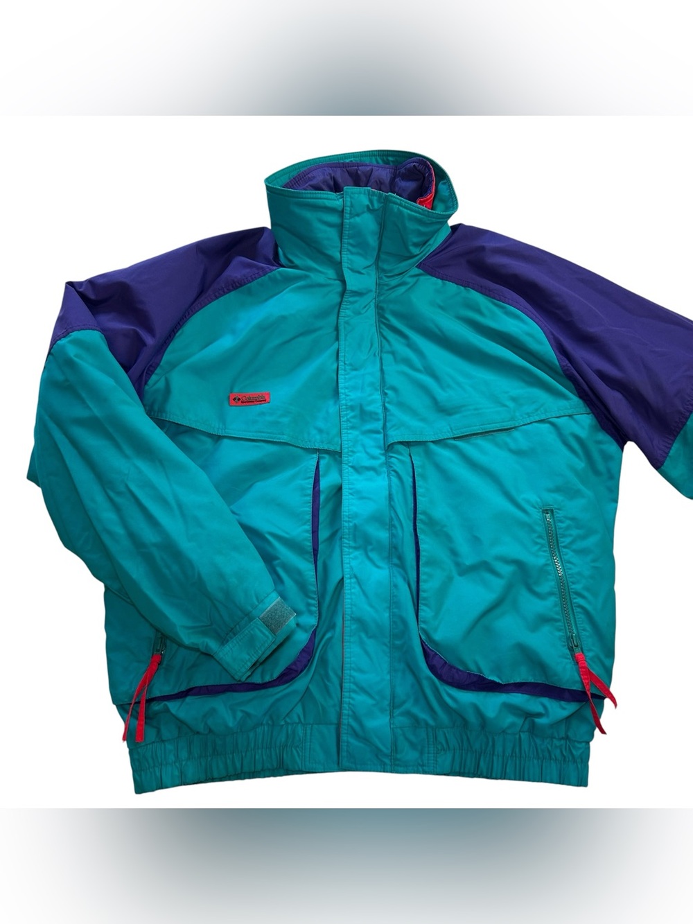 VTG 90s Columbia Powder Keg Interchange Jacket 3 in 1 Teal Purple Red Size L